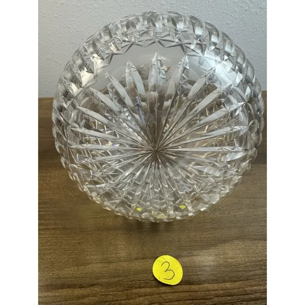 Antique Vintage Cut Crystal Decanter Tall Neck Starburst Base Bareware